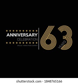 63 years old celebrating logo. happy anniversary 63th. Greetings celebrates.