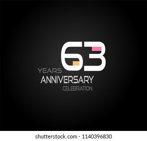 63 years simple black background with elegance white anniversary and orange, pink color accent