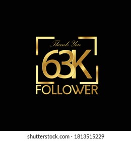 63.000 Follower Thank you Luxury Black Gold Cubicle style for internet, website, social media - Vector