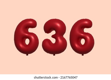 636 globo 3d con representación 3d de globo metálico realista. Globos 3D de helio rojo para la venta decoración Fiesta Cumpleaños, Celebración de Aniversario, Fiesta de la Boda. Ilustración del vector