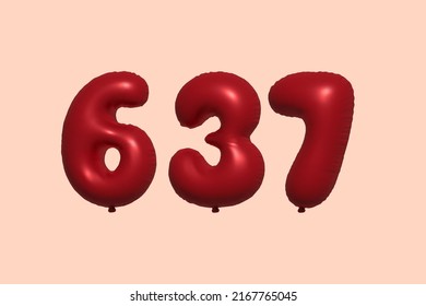 637 3D-Ballon aus realistischem metallischem Luftballon 3D Rendering. 3D Rote Helium Ballons zum Verkauf Dekoration Party Geburtstag, Feiertag Jubiläum, Hochzeitsfeiertag. Vektorgrafik