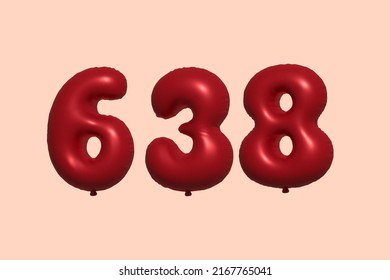 638 3D-Ballon aus realistischem metallischem Luftballon 3D Rendering. 3D Rote Helium Ballons zum Verkauf Dekoration Party Geburtstag, Feiertag Jubiläum, Hochzeitsfeiertag. Vektorgrafik