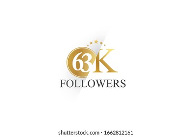 63K, 63.000 Follower Thank you simple design isolated on white background for social media, internet, website - Vector
