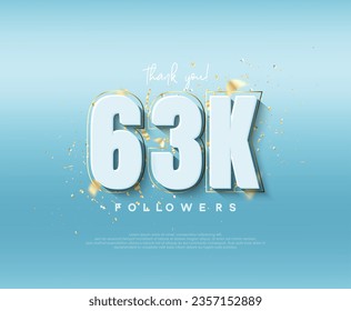 63k followers celebration. with modern luxury figures.