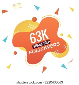 63k followers, social sites post, greeting card vector illustration. 63000 Followers Social Media Online Illustration Label Vector
