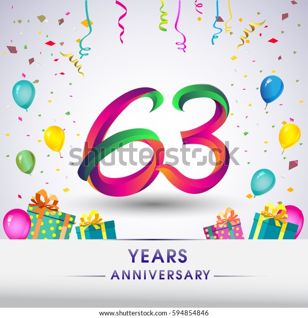 63rd Anniversary Celebration Design Gift Box Stock Vector (Royalty Free ...