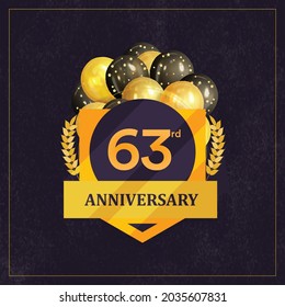 63rd Anniversary Celebration Design, Vector illustration design.
