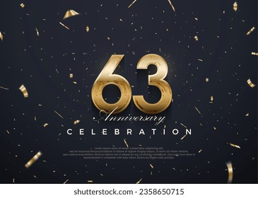 63rd anniversary celebration, vector 3d design with luxury and shiny gold. Premium vector background for greeting and celebration.