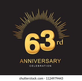 63rd anniversary design with golden color and firework for anniversary celebration