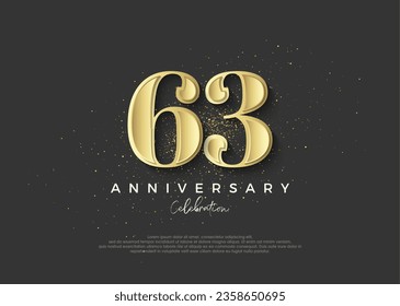 63rd anniversary golden. Premium vector design to celebrate birthday. Premium vector background for greeting and celebration.