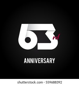 63rd Anniversary  Logo Celebration, Flat Design Isolated on Black Background