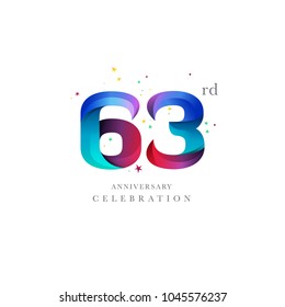 63rd Anniversary Logo Design, Number or Digit 63 Icon Vector Template.

