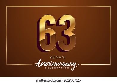 63rd anniversary logo golden colored isolated on elegant background. Vector anniversary for celebration.