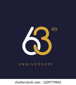 63rd anniversary logo.overlapping number with simple monogram color. vector design for greeting card and invitation card.
