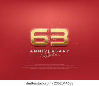 63rd anniversary in luxurious gold color. glitter vector premium. Premium vector for poster, banner, celebration greeting.