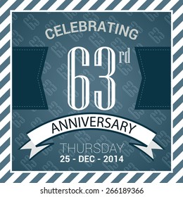 63rd Anniversary poster / stamp/ template design in retro style - Vector Background
