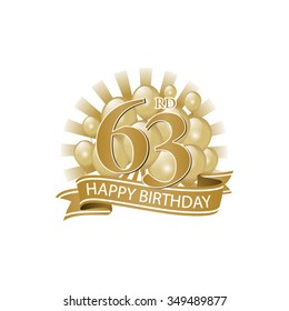 63rd Golden Happy Birthday Logo Balloons Stock Vector (Royalty Free ...