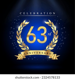 63rd years celebration anniversary logo vector isolated on dark blue background