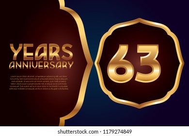 63th Anniversary gold numbers. background for anniversary