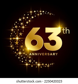 63th Anniversary Logo Design Concept for Birthday Celebration Event. Logo Vector Template