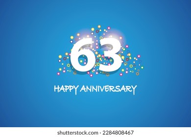 63th anniversary on blue background