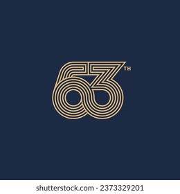 63th line art outline logo design concept. Vector illustration