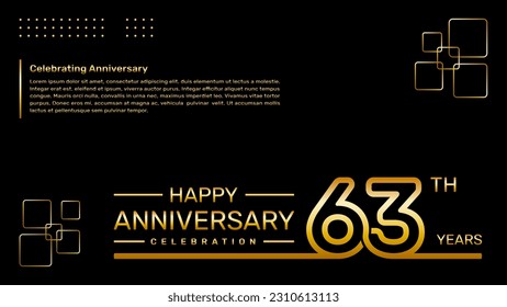 63. Jubiläum Template-Design mit goldener Farbe, Vektorgrafik