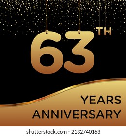 63th years anniversary, vector design for anniversary celebration with gold color on black background, simple and luxury design. logo vector template