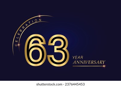 63year anniversary vector banner template.Dark Blue Golden Royal anniversary Graphics Background.Growing Elegant Shine Spark. Luxury Premium Corporate Abstract Design Template.modern Shape Post.