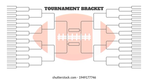 64 american football team tournament bracket championship template flat style design vector illustration isolated on white background. Championship bracket schedule american football game spreadsheet.