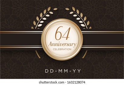 64 Anniversary celebration with luxury design on the pattern vector background