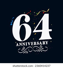 64 Anniversary luxurious Golden color 64 Years Anniversary Celebration Logo Design Template