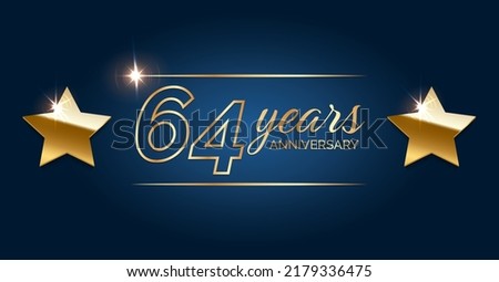 64 anniversary template celebration party. 64 years anniversary hapy birthday first invitation celebration party card event.