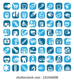 64 Big Colorful Medical Icons Set Created For Mobile, Web And Applications.