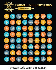 64 Cargo and industry icon set,clean vector