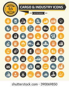 64 Cargo,Shipping,industry icon set,clean vector