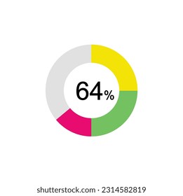 64% circle diagrams Infographics vector, 64 Percentage ready to use for web design.