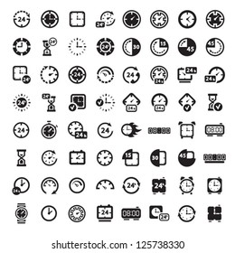 64 Clock Icon Set for web and mobile. All elements are grouped.