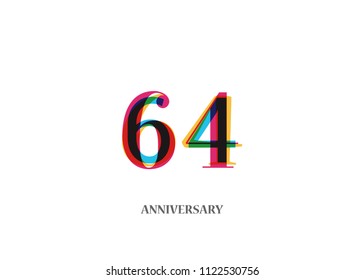 64 Colorful anniversary logotype design isolated on white background