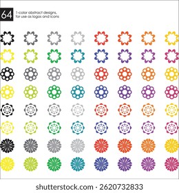64 Colorful Icons, for use as Logos, Symbols or Icons - Sheet 6