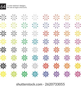 64 Colorful Icons, for use as Logos, Symbols or Icons - Sheet 1