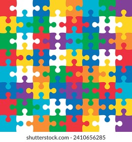 64 colorful jigsaw puzzle background vector.	