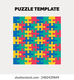 64 colorful jigsaw puzzle pieces template stock vector.
