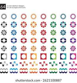 64 Count,  2-Color Icons for use as Logos, Symbols or Icons - Sheet 1