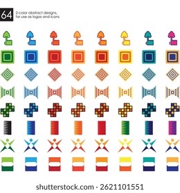 64 Count,  2-Color Icons for use as Logos, Symbols or Icons - Sheet 4