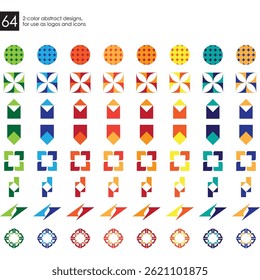 64 Count,  2-Color Icons for use as Logos, Symbols or Icons - Sheet 6