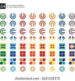 64 Count,  2-Color Icons for use as Logos, Symbols or Icons - Sheet 9