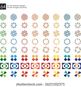 64 Count,  2-Color Icons for use as Logos, Symbols or Icons - Sheet 9