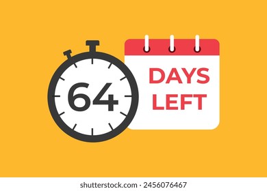 64 days to go countdown template. 64 day Countdown left days banner design. 64 Days left countdown timer