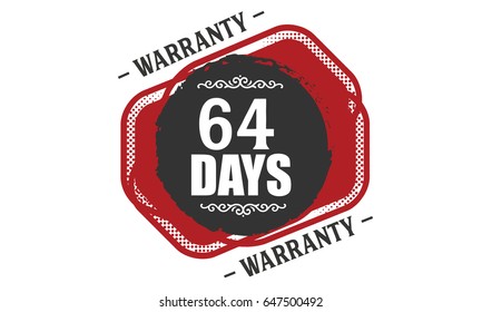 64 days warranty icon vector vintage grunge guarantee background
